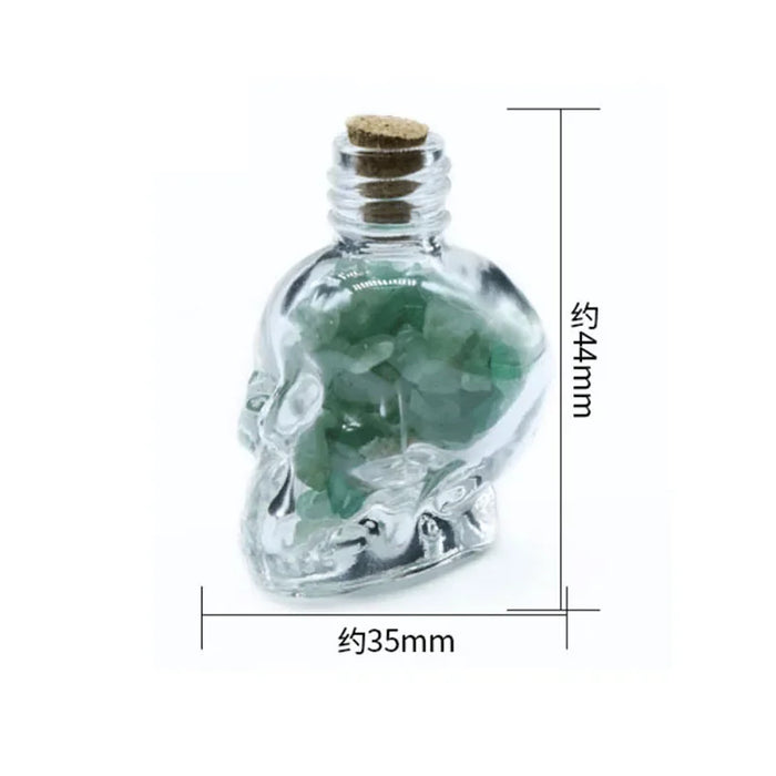 Crystals Healing MINI Crushed Stones Skull Spell Jars Crystal Chakra Stones Cute Glass BottleHealing Crystals Mini Skull Bottles