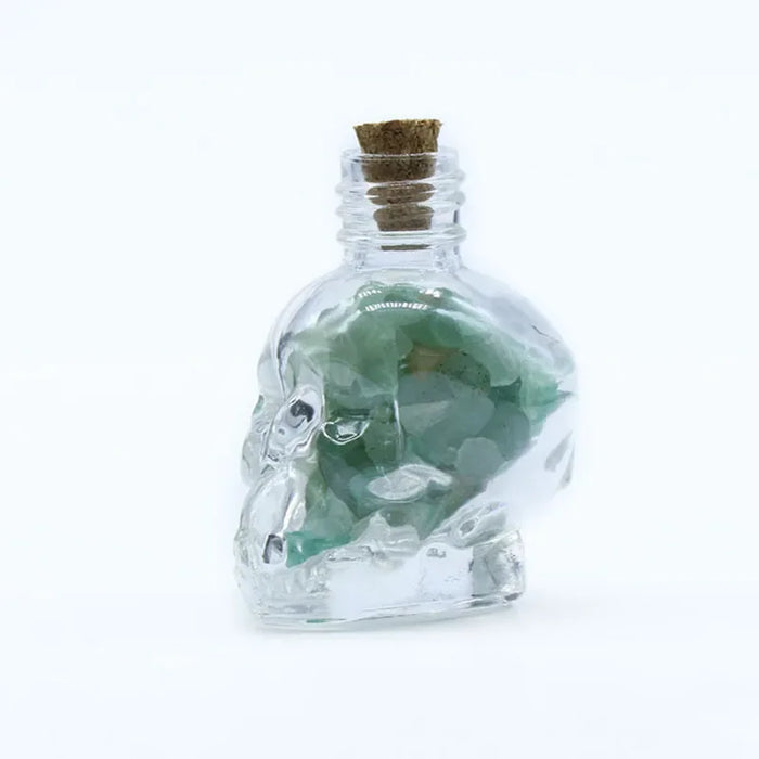 Crystals Healing MINI Crushed Stones Skull Spell Jars Crystal Chakra Stones Cute Glass BottleHealing Crystals Mini Skull Bottles