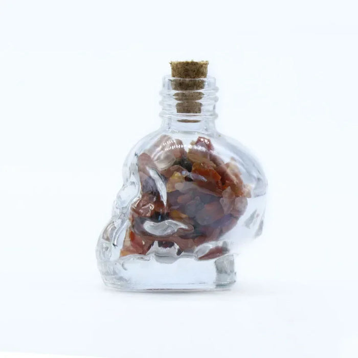 Crystals Healing MINI Crushed Stones Skull Spell Jars Crystal Chakra Stones Cute Glass BottleHealing Crystals Mini Skull Bottles