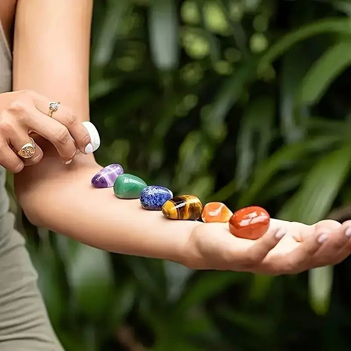 7 Chakras Natural Crystal Gemstones Healing Stones Quartz Mineral Pendant Set Ornament Meditation Healing Gemstones Home Decor