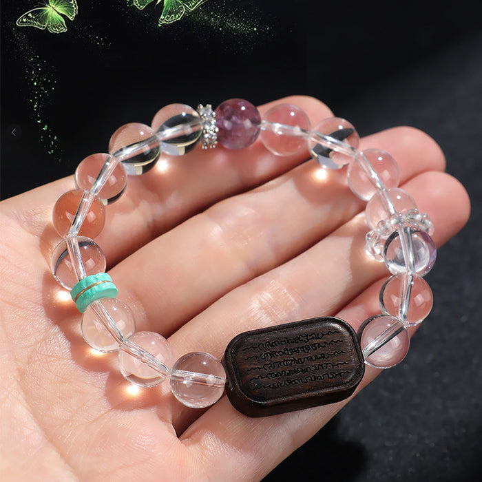 Natural White Crystal Ebony Five Warp Bracelets