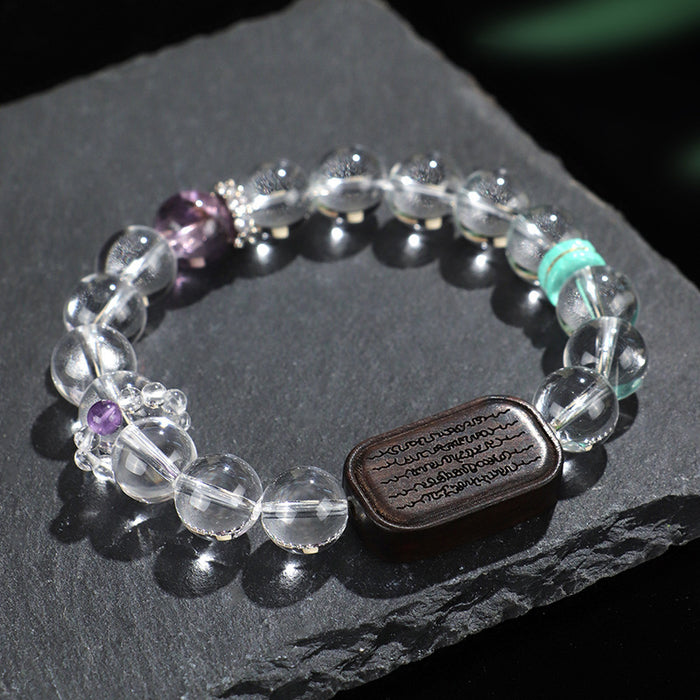 Natural White Crystal Ebony Five Warp Bracelets