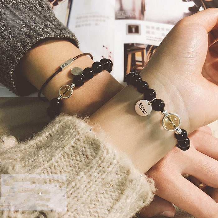 A Pair Of Natural Crystal Couple Bracelets